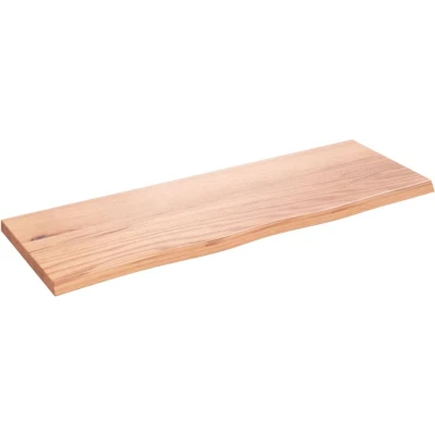 Afbeelding van Wastafelblad 80x30x2 behandeld massief hout lichtbruin