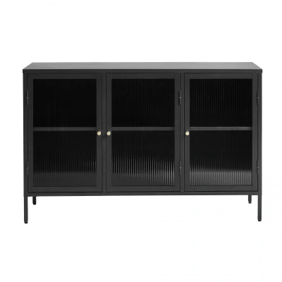 Afbeelding van Olan glazen dressoir 130 cm zwart