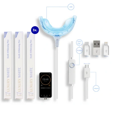 Afbeelding van Luxury White Pro Led Set Thuis Tanden Bleken 100% veilig Geen peroxide Whitening Kit Tandenbleek Wit Bitje Tandenbleekset Witte