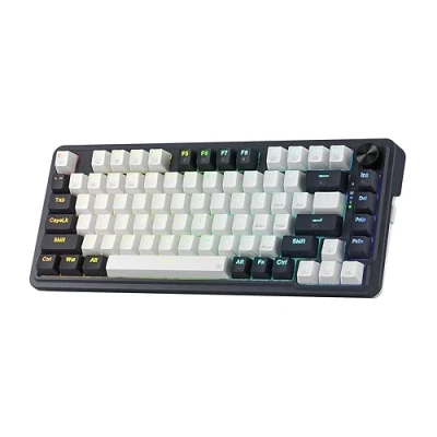 Afbeelding van Redragon K673 PRO Gasket RGB 75% draadloos gamingtoetsenbord, 3 modi, 81 toetsen, compact mechanisch toetsenbord met hot swappable sokkel, speciale draaiknop en geluidsdempende pads,