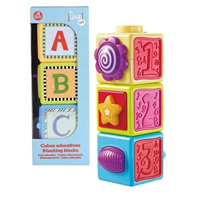 Afbeelding van Stapelblokken voor Baby Tachan Drie Kubussen met Activiteiten Interlocking