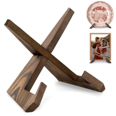 Afbeelding van ANBOXIT Bordenstandaard 16,5 cm fotolijst, houten standaard voor boeken, foto&#039;s, decoratieve borden