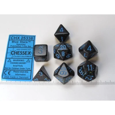 Afbeelding van Polydice 7 Dobbelstenenset Blue Stars Speckled