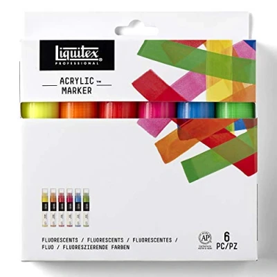 Image de Paint Markers pointe large set de 6 couleurs fluos