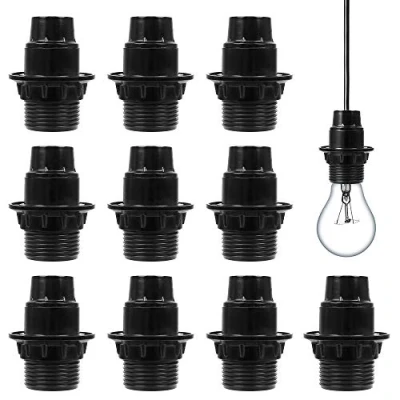 Afbeelding van Fittinglamp, 10 stuks E14 fittingen, geschikt voor schroeflampen en energiebesparende schroeflampen, lampfitting van kunststof heeft een goede elektrische geleidbaarheid (zwart)