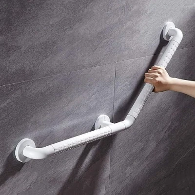 Afbeelding van FuAo Handgreep 135 schuin voor ouderen en toilet, roestvrij staal, wandmontage, verchroomde handgrepen, waterdicht, antislip, 40 x cm