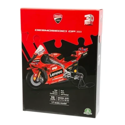 Afbeelding van GP Moto Sport Ducati Desmosedici 3D motorpuzzel authentieke motorfiets 120 stuks officiële Livery licentie, eenvoudige montage, zonder gereedschap of lijm, kunststof banden, duurzaam karton 30 x