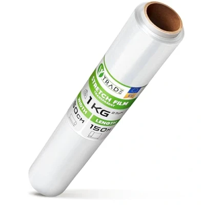 Afbeelding van V1 Trade stretchfolie transparant 23 micrometer dik rol 150 meter lang en 500 mm breed scheurvaste transparante folie voor verpakking beschermfolie meubels