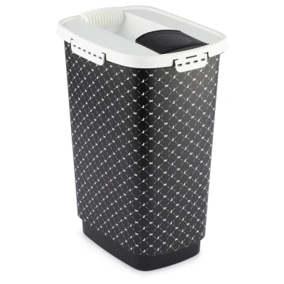 Afbeelding van Rotho Mypet Voercontainer Zwart&amp;Wit Hondenvoerbewaarbak 25 l