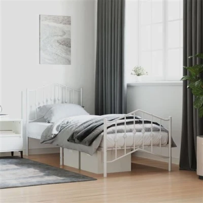 Image de vidaXL Cadre de lit métal sans matelas avec pied blanc 80x200cm