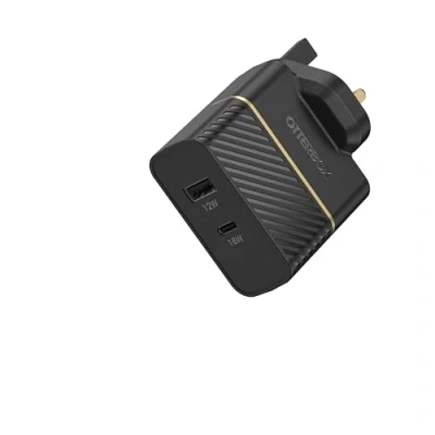 Image de OtterBox Wall Charger Adaptateur secteur 18 Watt 3 A PD 3.0 2 connecteurs de sortie (USB 24 pin USB C) noir scintillant