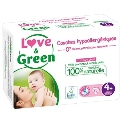 Afbeelding van Love &amp; Green Hypoallergene Luiers 42 Maat 4+ (9 20 kg)