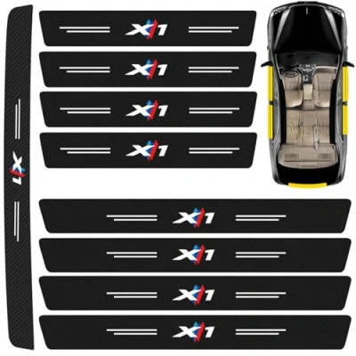 Afbeelding van COLOYO Set van 9 autodeurdrempelbeschermers, antislip, voor BMW X7, X6, X5, X4, X3, X2, X1, decoratieve accessoires, zwart