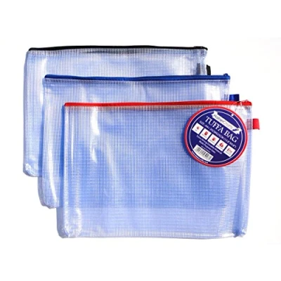 Afbeelding van Set van 3 A4 etui met ritssluiting, transparante kunststof waterbestendig, versterkt, robuust mesh, voor documenten