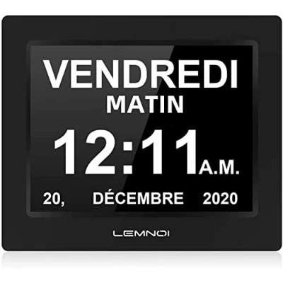 Afbeelding van 8 &quot;Inch LCD Digitale Klok Kalender Met Datum Dag en Tijd Niet Afkorting Auto Dimmen Talen HD Display Herinnering voor Alzheimer Ouderen Kinderen