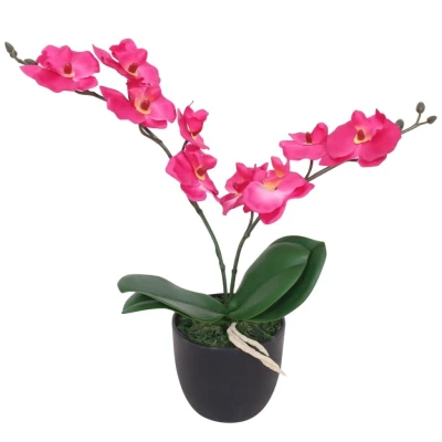 Afbeelding van Kunst orchidee plant met pot 30 cm rood