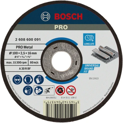 Afbeelding van BOSCH 2608600091 doorslijpschijf recht Expert for Metal A 30 R BF, 100 x 2,5 mm