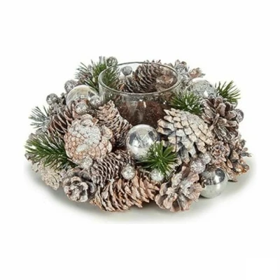 Afbeelding van Kerstkaarshouder Krist+ Wit Transparant Zilverkleurig 19 x 9 cm (4 Stuks)