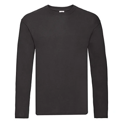 Afbeelding van Fruit of the Loom Valueweight T shirt met lange mouwen voor heren, zwart.