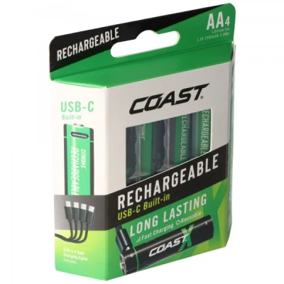 Afbeelding van 2400mAh Mignon AA 1,5V lithium ionbatterijen, inclusief 4in1 USB C oplaadkabel