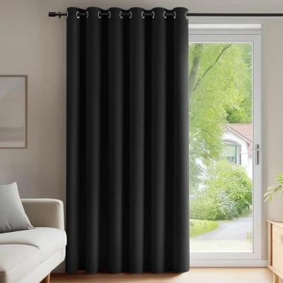 Afbeelding van Deconovo thermisch geïsoleerde verduisterende gordijnen, 200x290 cm, (breedte x hoogte), gordijnen voor jongensslaapkamer, modern ontwerp met oogjes, Halloween Black, 1delig