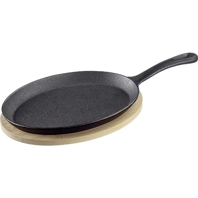 Afbeelding van Westmark gietijzeren pan Tapas + Friends kleine van gietijzer, geschikt voor alle soorten fornuizen, inductie of grill, incl. bamboe onderzetter ijzer, 500ml