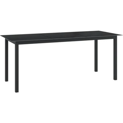 Afbeelding van Tuintafel 190x90x74 cm aluminium en glas zwart
