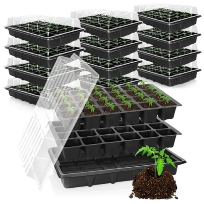 Afbeelding van COM FOUR® 48 delige kweekset, set met waterbakken, kasafdekking en potschalen voor het kweken van kamerplanten (048 38 x 25 cm)