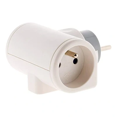 Afbeelding van Stekkerdoos met 3 stopcontacten, 180 draaibaar, drievoudig, 2 x 16 A, 1 6 wit Zenitech