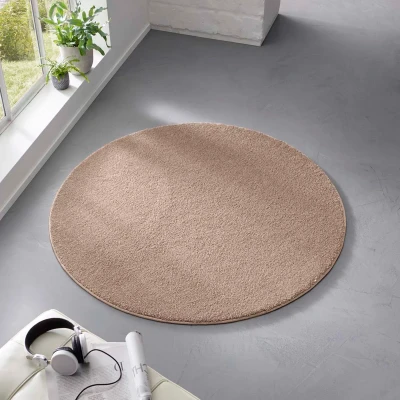 Afbeelding van Rond Effen Tapijt/Vloerkleed Qualis Taupe 120 Cm