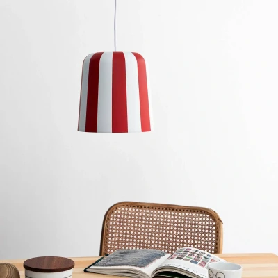 Afbeelding van Dyberg Larsen hanglamp Gry, donkerrood/wit, Ø 20 cm