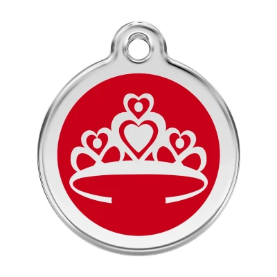Afbeelding van Crown Red roestvrijstalen hondenpenning large/groot dia. 3,8 cm RedDingo