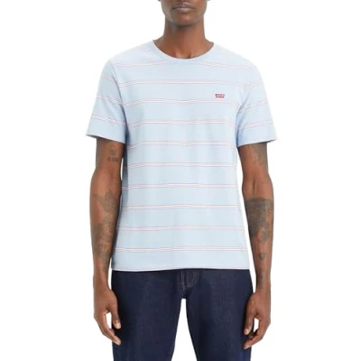 Image de Levi&#039;s Homme T Shirt Ss Original Housemark Tee, Jersey chambray doux à rayures de bord mer, XS