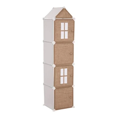 Afbeelding van Atmosphera Opbergkast kinderkamer met jute 4 vakken 188277 Decoratief