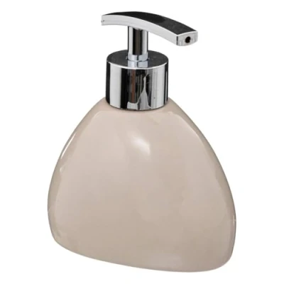 Afbeelding van 5Five Zeeppompje/dispenser Silk kunststeen beige 12.5 cm 300 ml Badkamer/Toilet/Keuken