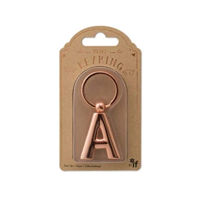Afbeelding van IF Metalen sleutelhanger met gepersonaliseerde alfabetletters roségoud A