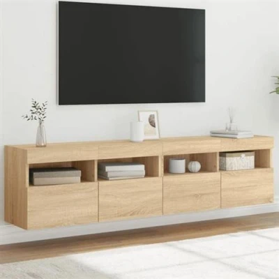Afbeelding van vidaXL Tv wandmeubels met LED 2 st 80x30x40 cm sonoma eikenkleurig