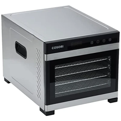 Afbeelding van COSORI voedseldehydrator met 6 platen, roestvrij staal, 650 W, timer 48 H, 35 tot 75 C, 3 fruitrollen, maaszeef, 50 recepten in Frans en Engels, BPA vrij