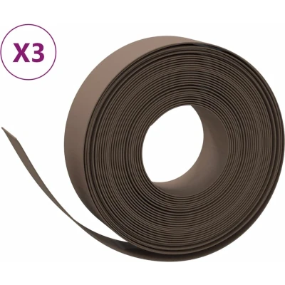 Afbeelding van vidaXL Tuinranden 3 st 10 m 15 cm polyetheen bruin