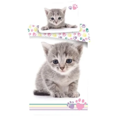 Image de Petit Chaton Gris Parure de lit Enfant Housse couette Coton