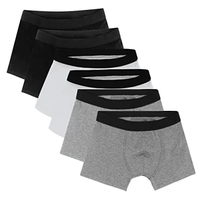 Afbeelding van Set van 6 boxershorts voor kinderen en jongens gemengd jongens, katoen, boxershorts, ondergoedslip 1603, Zwart/Wit/Grijs