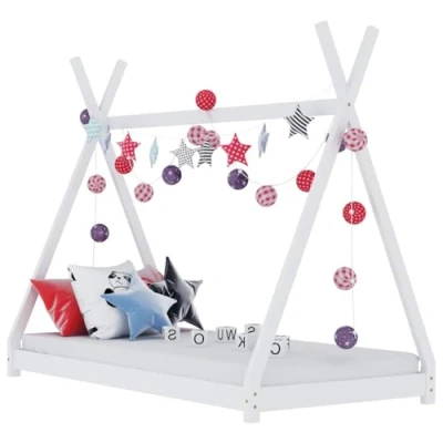 Image de vidaXL Cadre de lit d&#039;enfant Blanc Bois pin massif 90 x 200 cm283369