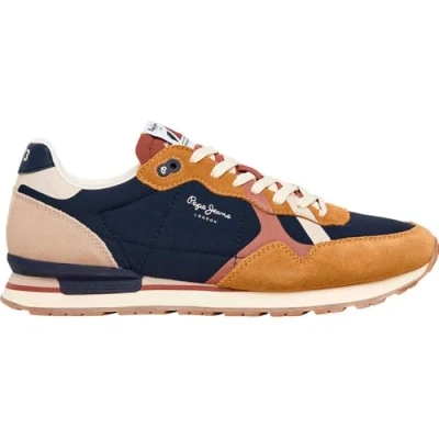 Afbeelding van Pepe Jeans Baskets Sneakers laag, Heren, Maat: 42, Cognac Leer en textiel