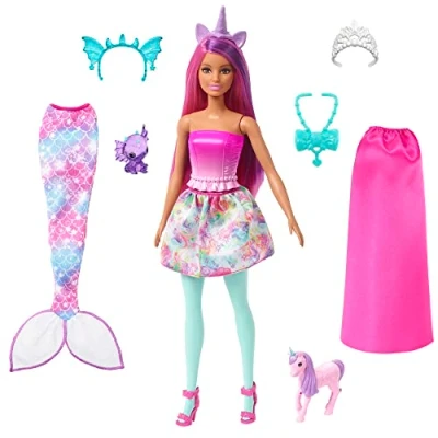 Afbeelding van Mattel Disney Princess de kleine zeemeermin set met drie poppen koning Triton, Ursula en Ariel, afneembare accessoires iconische outfits, om te verzamelen, speelgoed voor kinderen, vanaf 2