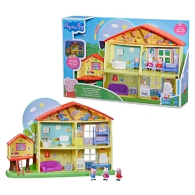 Afbeelding van Hasbro Peppa Pig het huis van Putz nacht en dag speelspel met zinnen, lichten geluiden bevat 3 figuren 13 accessoires speelgoed voor kleuters vanaf jaar