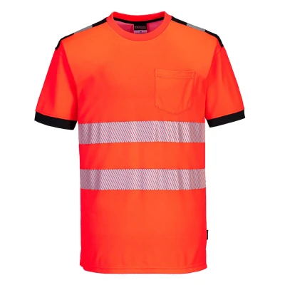 Afbeelding van PW3 Hi Vis Vision T Shirt Korte Mouw maat 4XL, Red/Black