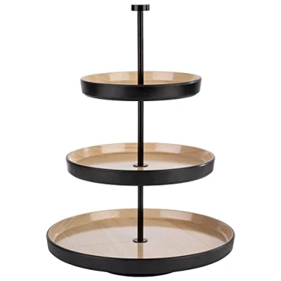 Afbeelding van APS 85211 Frida rek met 3 niveaus, 1 roestvrijstalen frame (zwart), praktisch onbreekbare melamine kommen, Ø 20/25/32 cm, hoogte 43 cm