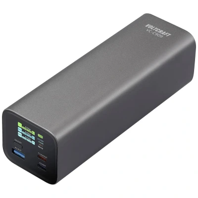 Afbeelding van VOLTCRAFT VC C909 Powerbank 27000 mAh USB PD 3.0 Li ion Zwart zilver Statusweergave