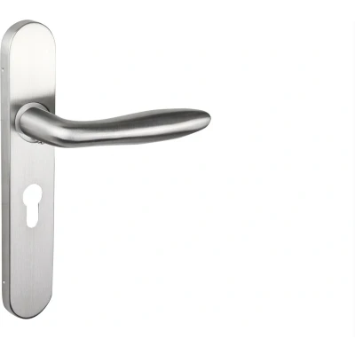 Afbeelding van Lavuzo deurkruk Pratona RVS met afgerond schild PC55 Per set Deurklink