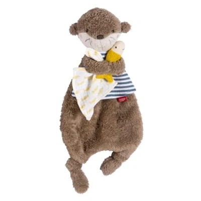 Afbeelding van Fehn Otter knuffeldier speelvrachtwagen, slaaphulp en pluche met otterkop voor het grijpen, aanraken, knuffelen van baby&#039;s peuters vanaf 0 maanden